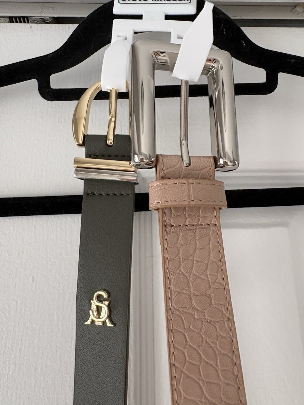 NEW Steve Madden Women's Belts 2-Pack Size Large Green & Pink